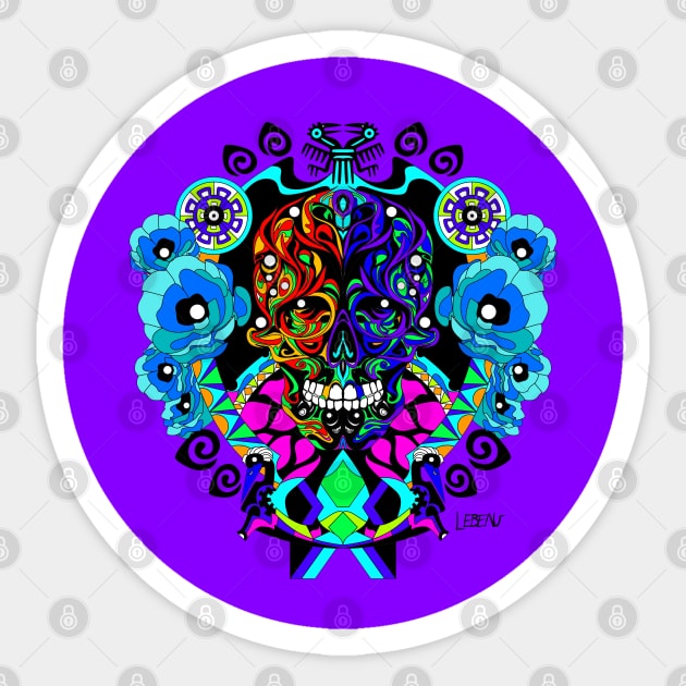 game of life in a tree of marvelous colors in deadly mexican ecopop art 2 Sticker by jorge_lebeau